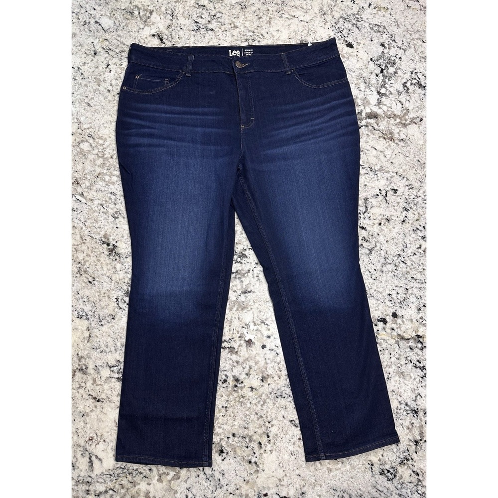 NWT Lee Jeans Women's Midrise Regular Fit Straight Dark Wash Size 24W Med 44x30